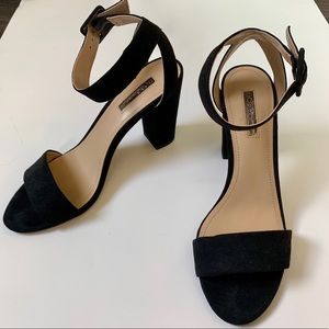 BCBGeneration Black Block Heels with Ankle Strap 8